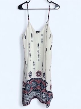 Boho white slip dress with mandala pattern